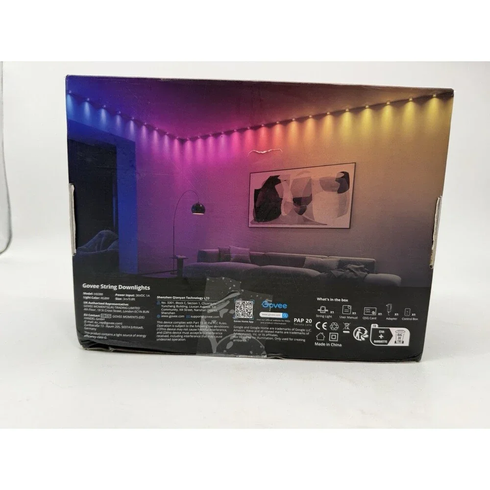 Govee RGBIC String Downlights Smart LED 9. 8ft Lights Works w Alexa Music Sync